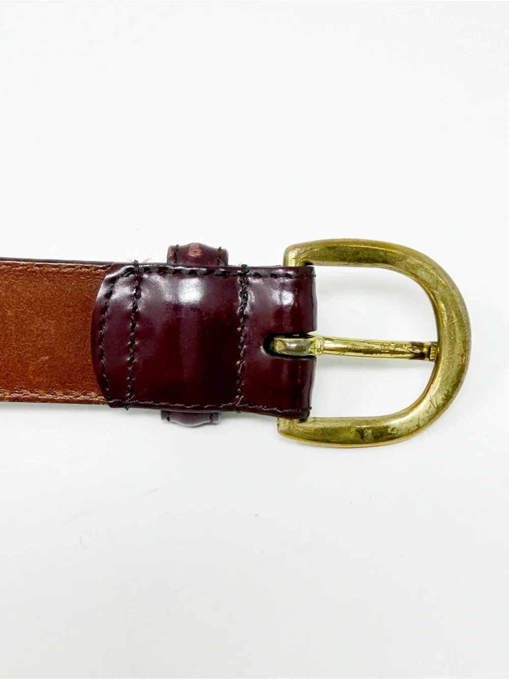Coach Men's Deep Burgundy Leather Belt with Gold-Tone Buckle